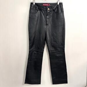 Phase 2 Leather Bootcut Pants Black Womens Medium 10 Vintage